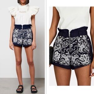 Sea New York Women's Theodora Paisley Print Shorts Sz:0 Navy